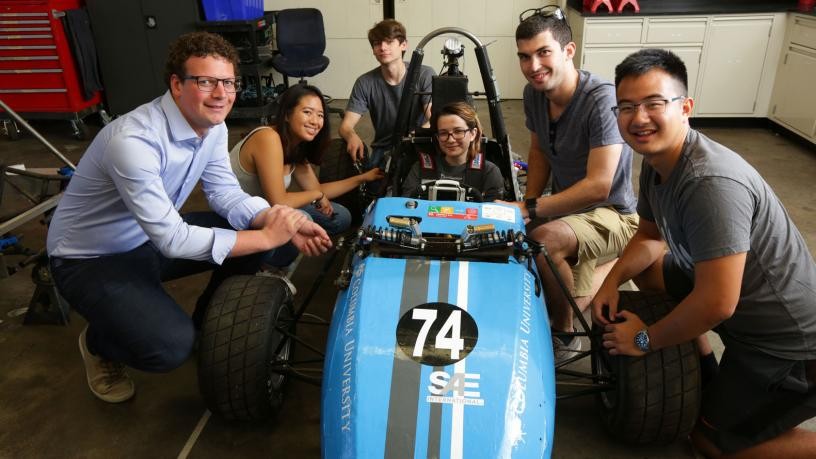 Electrical Engineering Professor Matthias Preindl (left) leads the new electric vehicle Formula SAE team.